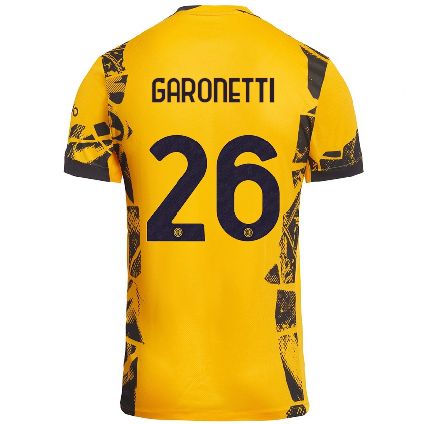 メンズフットボールGabriele Garonetti#26ゴールド ブラックサードユニフォームシャツ2024/25ジャージーユニフォーム