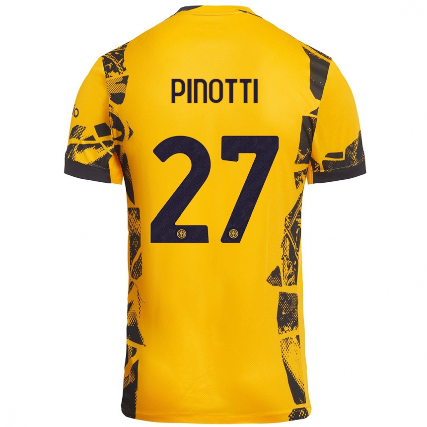 メンズフットボールManuel Pinotti#27ゴールド ブラックサードユニフォームシャツ2024/25ジャージーユニフォーム