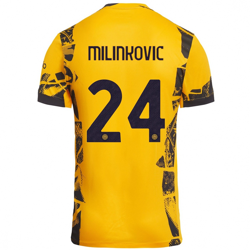 メンズフットボールMarija Milinković#24ゴールド ブラックサードユニフォームシャツ2024/25ジャージーユニフォーム