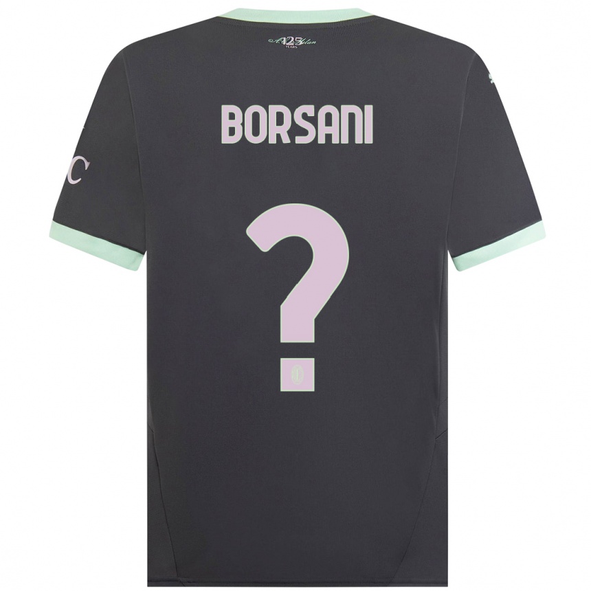 メンズフットボールEmanuele Borsani#0グレーサードユニフォームシャツ2024/25ジャージーユニフォーム