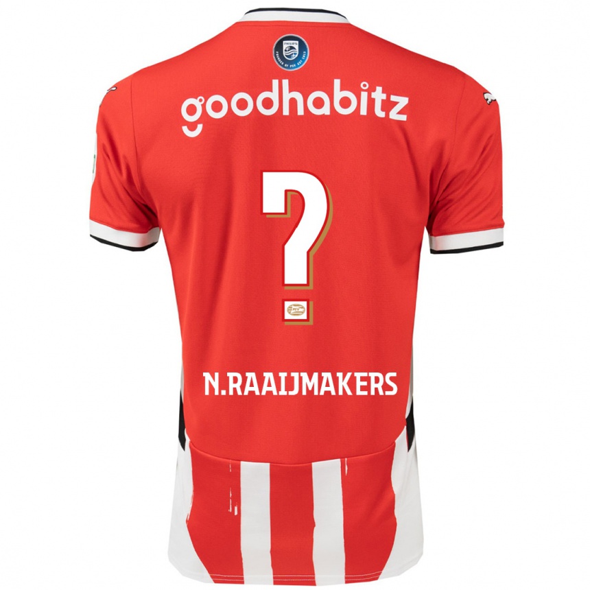 レディースフットボールNiels Raaijmakers#0赤 白ホームシャツ2024/25ジャージーユニフォーム