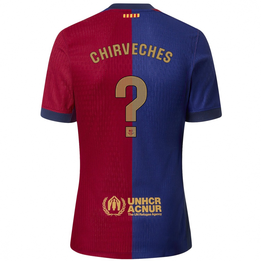 レディースフットボールRaúl Chirveches#0青 赤ホームシャツ2024/25ジャージーユニフォーム