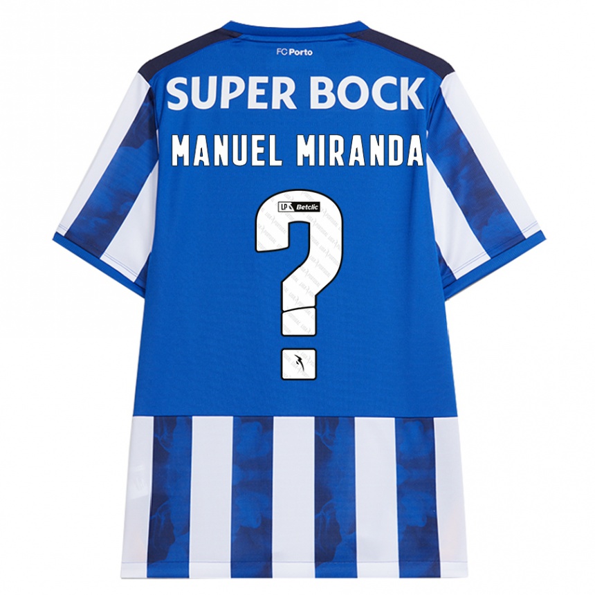 レディースフットボールManuel Miranda#0ブルーホワイトホームシャツ2024/25ジャージーユニフォーム