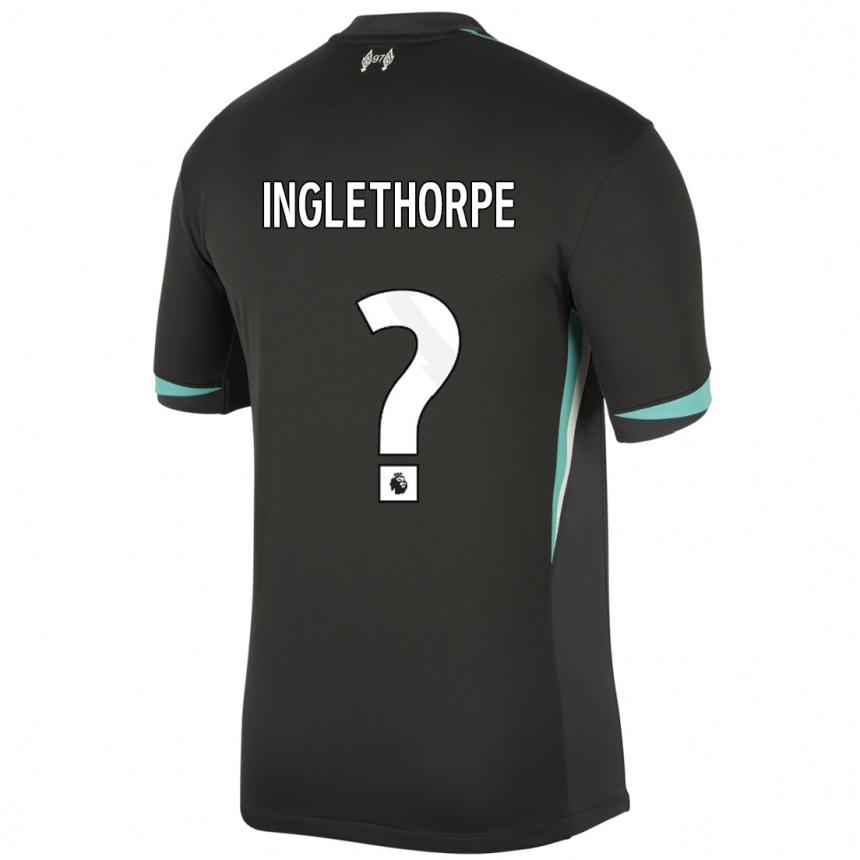 レディースフットボールFinn Inglethorpe#0ブラック アンスラサイト ホワイトアウェイシャツ2024/25ジャージーユニフォーム