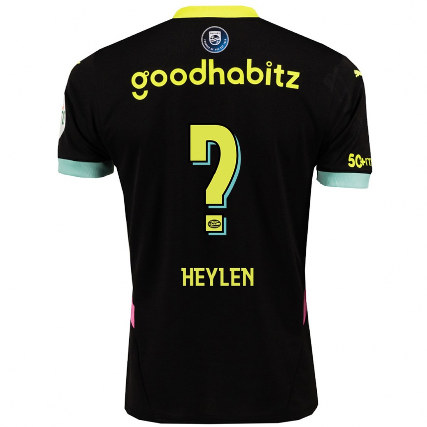 レディースフットボールJens Heylen#0黒 黄アウェイシャツ2024/25ジャージーユニフォーム