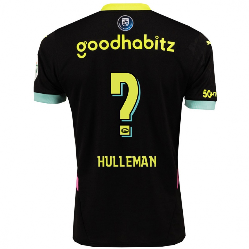 レディースフットボールDaan Hulleman#0黒 黄アウェイシャツ2024/25ジャージーユニフォーム