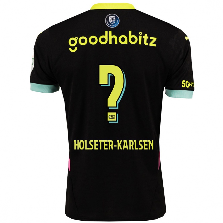 レディースフットボールPhilip Holseter-Karlsen#0黒 黄アウェイシャツ2024/25ジャージーユニフォーム