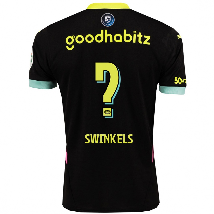 レディースフットボールMichal Swinkels#0黒 黄アウェイシャツ2024/25ジャージーユニフォーム