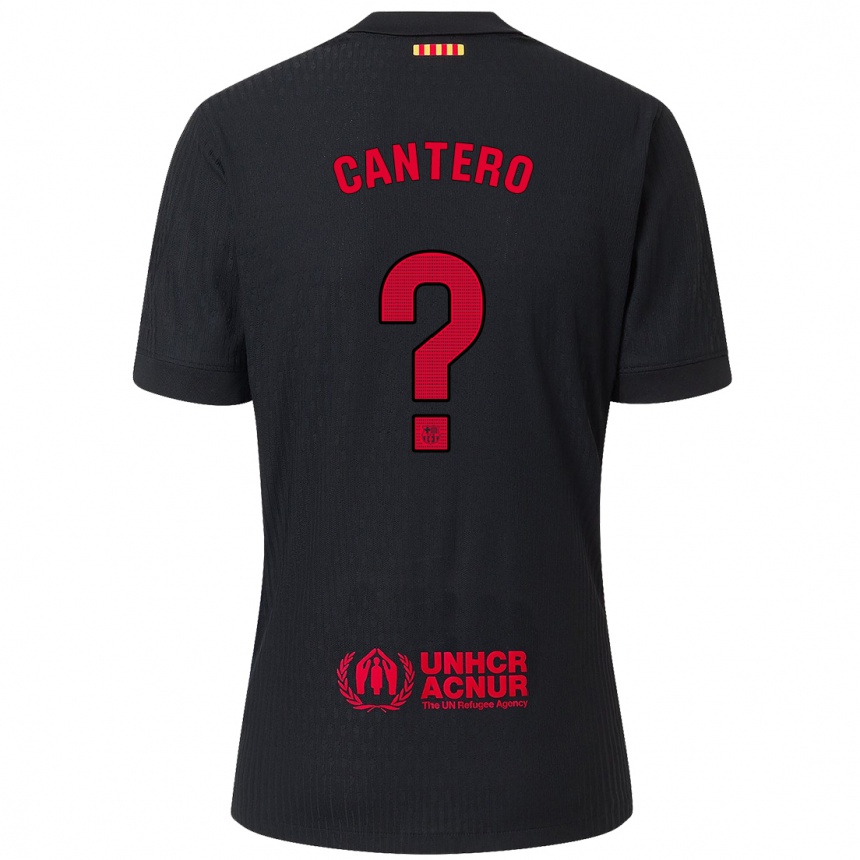 レディースフットボールRubén Cantero#0黒 赤アウェイシャツ2024/25ジャージーユニフォーム