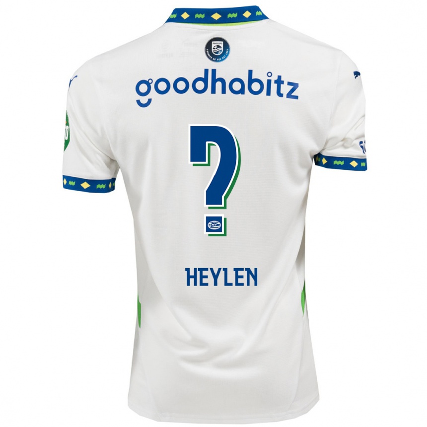 レディースフットボールJens Heylen#0ホワイト ダークブルーサードユニフォームシャツ2024/25ジャージーユニフォーム