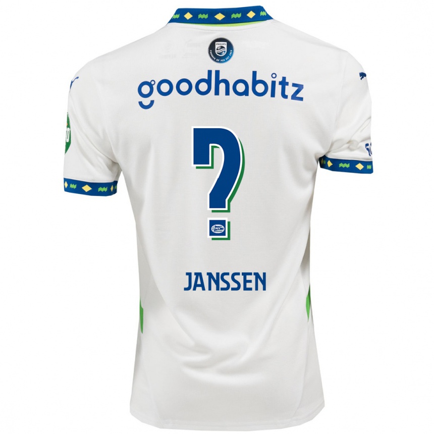 レディースフットボールNiek Janssen#0ホワイト ダークブルーサードユニフォームシャツ2024/25ジャージーユニフォーム