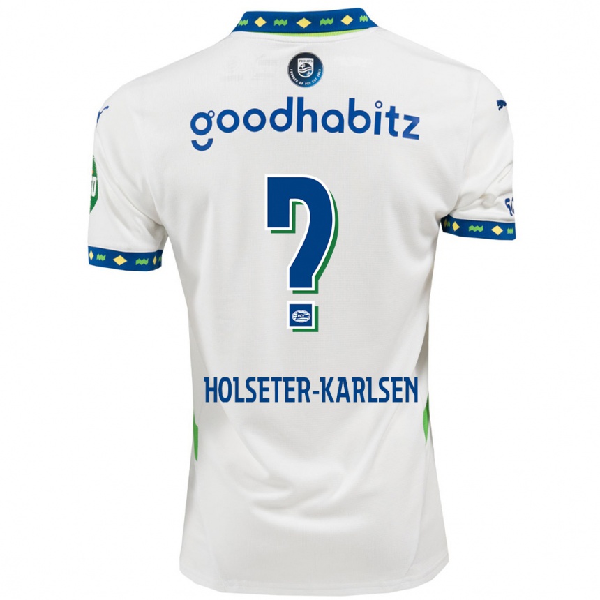 レディースフットボールPhilip Holseter-Karlsen#0ホワイト ダークブルーサードユニフォームシャツ2024/25ジャージーユニフォーム