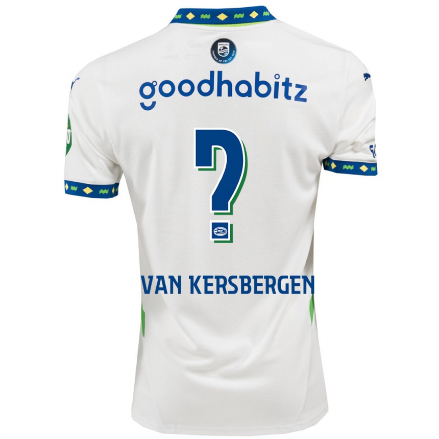 レディースフットボールSander Van Kersbergen#0ホワイト ダークブルーサードユニフォームシャツ2024/25ジャージーユニフォーム