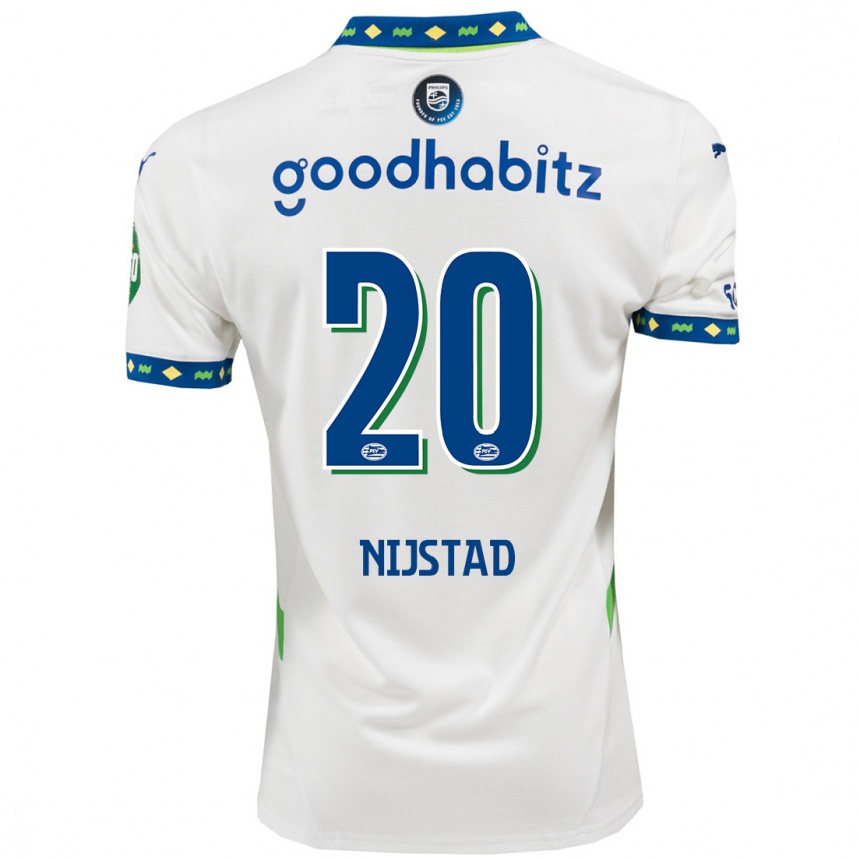 レディースフットボールNina Nijstad#20ホワイト ダークブルーサードユニフォームシャツ2024/25ジャージーユニフォーム