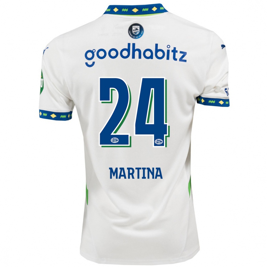 レディースフットボールShijona Martina#24ホワイト ダークブルーサードユニフォームシャツ2024/25ジャージーユニフォーム