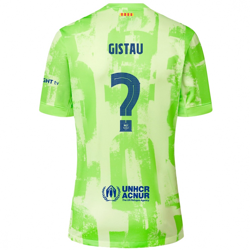 レディースフットボールÒscar Gistau#0ライムサードユニフォームシャツ2024/25ジャージーユニフォーム