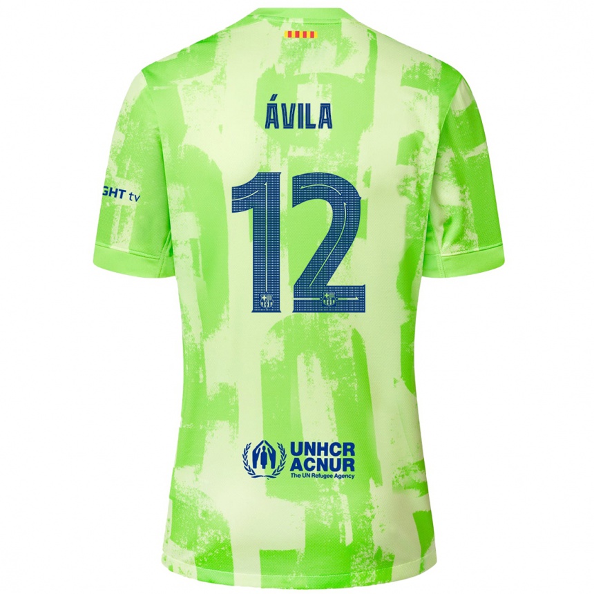 レディースフットボールDani Ávila#12ライムサードユニフォームシャツ2024/25ジャージーユニフォーム