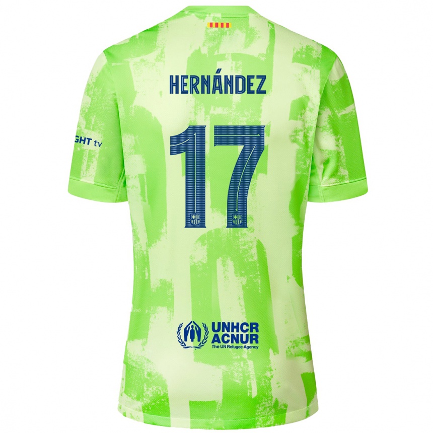 レディースフットボールJuan Hernández#17ライムサードユニフォームシャツ2024/25ジャージーユニフォーム