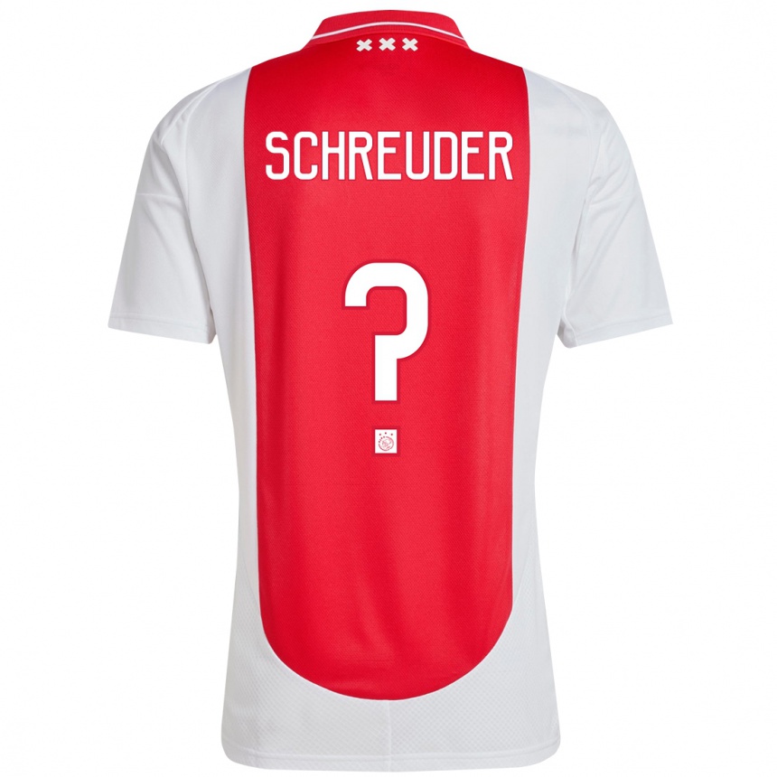 キッズフットボールTimo Schreuder#0赤 白ホームシャツ2024/25ジャージーユニフォーム