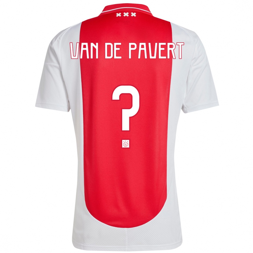 キッズフットボールRyan Van De Pavert#0赤 白ホームシャツ2024/25ジャージーユニフォーム