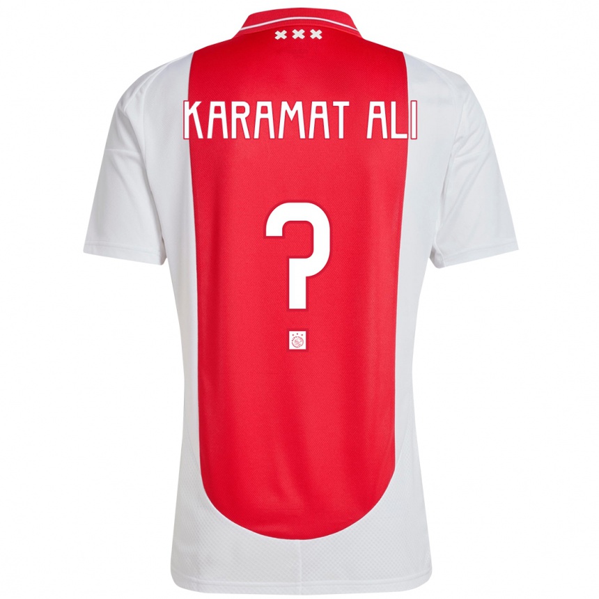 キッズフットボールYaïr Karamat Ali#0赤 白ホームシャツ2024/25ジャージーユニフォーム