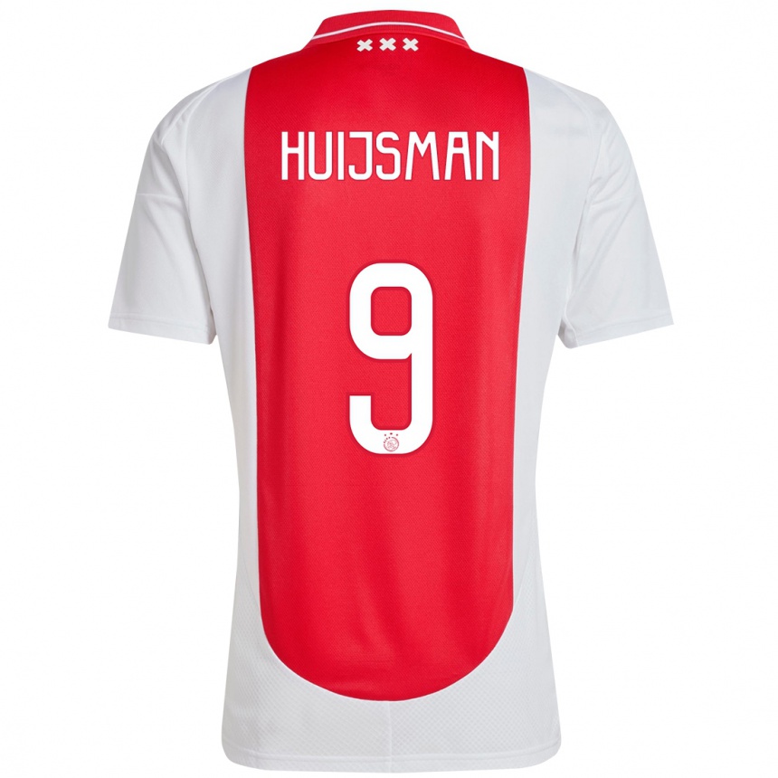 キッズフットボールMitchi Huijsman#9赤 白ホームシャツ2024/25ジャージーユニフォーム