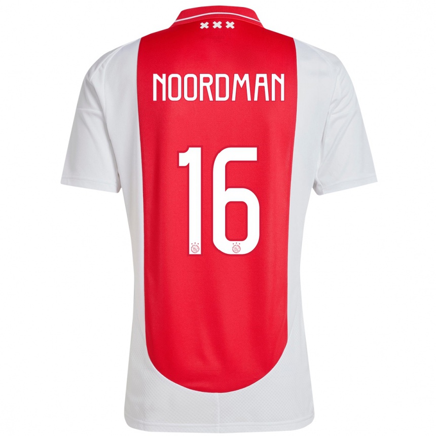 キッズフットボールDanique Noordman#16赤 白ホームシャツ2024/25ジャージーユニフォーム