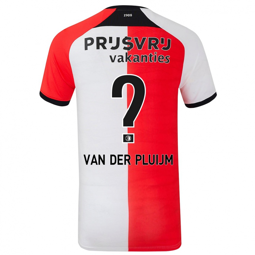 キッズフットボールMarvin Van Der Pluijm#0赤 白ホームシャツ2024/25ジャージーユニフォーム