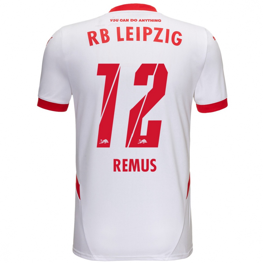 キッズフットボールNiklas Remus#12白 赤ホームシャツ2024/25ジャージーユニフォーム