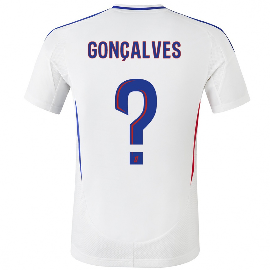 キッズフットボールTiago Gonçalves#0ホワイト ブルーホームシャツ2024/25ジャージーユニフォーム