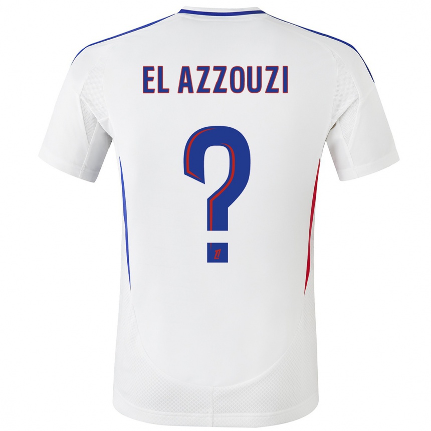 キッズフットボールNourdine El Azzouzi#0ホワイト ブルーホームシャツ2024/25ジャージーユニフォーム