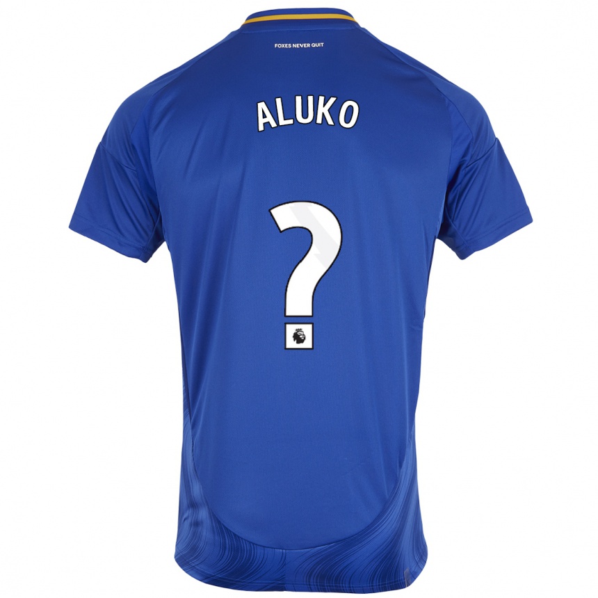 キッズフットボールOlabade Aluko#0ブルーホワイトホームシャツ2024/25ジャージーユニフォーム