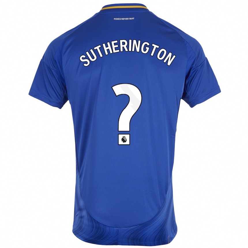 キッズフットボールHarry Sutherington#0ブルーホワイトホームシャツ2024/25ジャージーユニフォーム