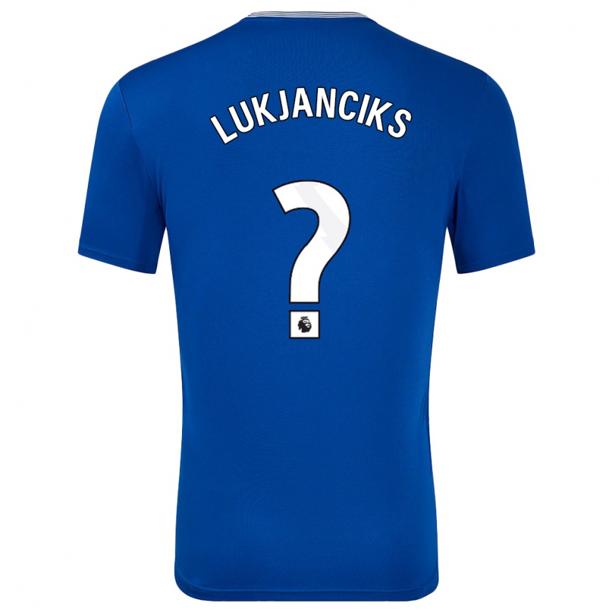 キッズフットボールDouglass Lukjanciks#0青とホームシャツ2024/25ジャージーユニフォーム