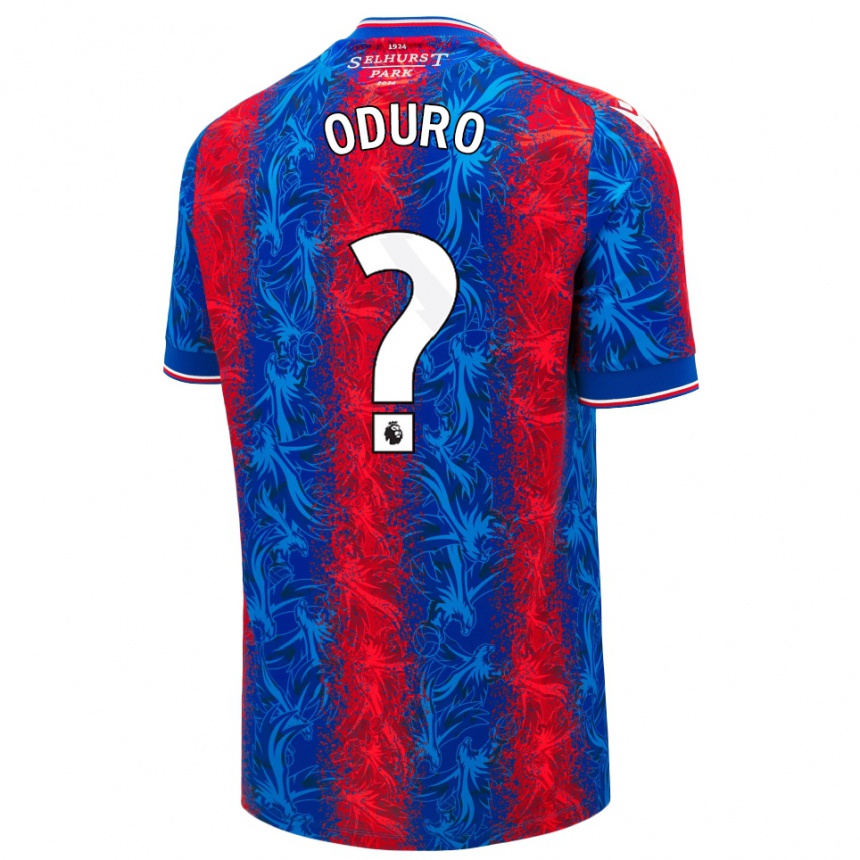 キッズフットボールStuart Oduro#0赤青のストライプホームシャツ2024/25ジャージーユニフォーム