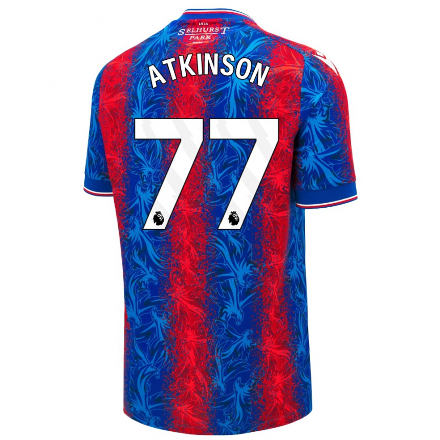 キッズフットボールIsibeal Atkinson#77赤青のストライプホームシャツ2024/25ジャージーユニフォーム