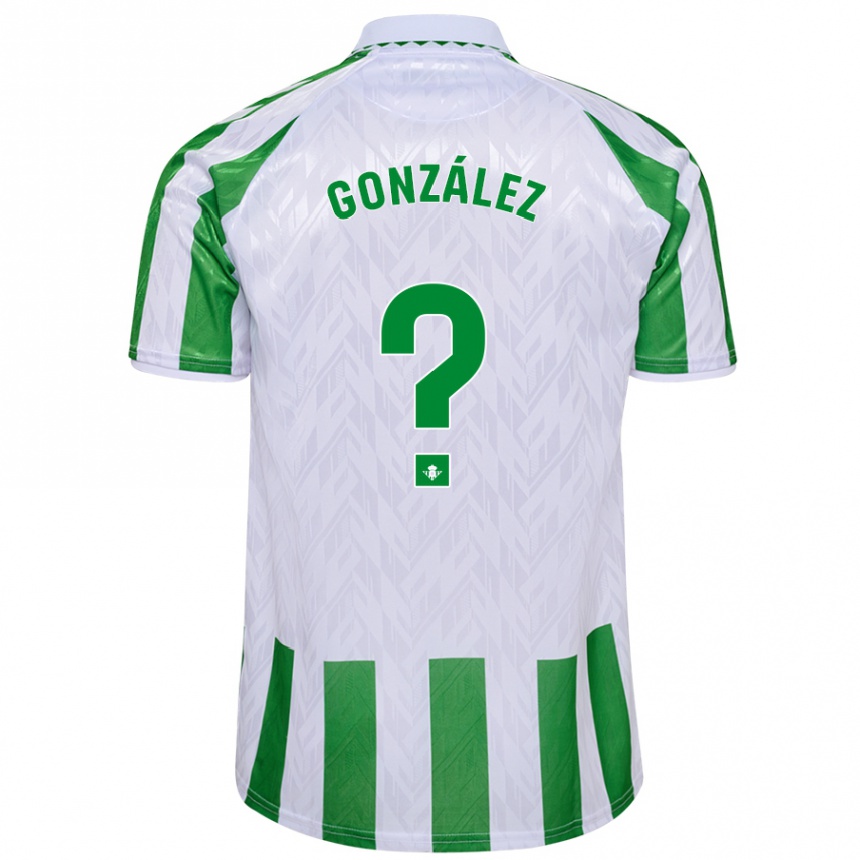 キッズフットボールManu González#0緑と白のストライプホームシャツ2024/25ジャージーユニフォーム