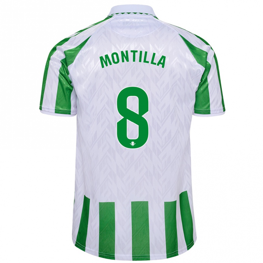 キッズフットボールNatalia Montilla#8緑と白のストライプホームシャツ2024/25ジャージーユニフォーム