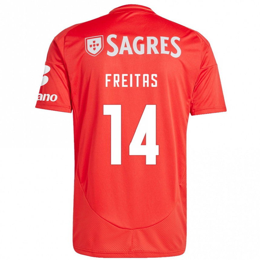 キッズフットボールTiago Freitas#14赤 白ホームシャツ2024/25ジャージーユニフォーム