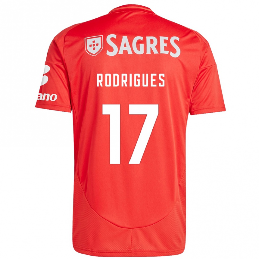 キッズフットボールTiago Rodrigues#17赤 白ホームシャツ2024/25ジャージーユニフォーム