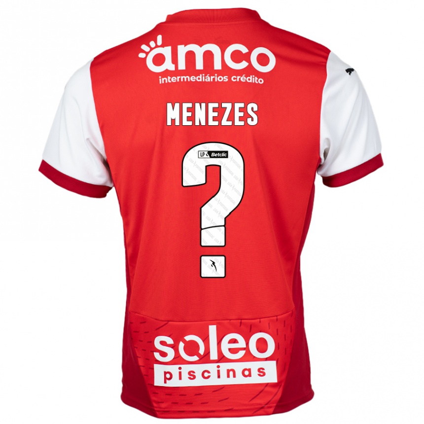 キッズフットボールGabriel Menezes#0赤 白ホームシャツ2024/25ジャージーユニフォーム