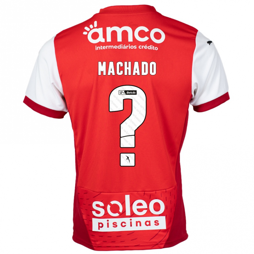 キッズフットボールAfonso Machado#0赤 白ホームシャツ2024/25ジャージーユニフォーム