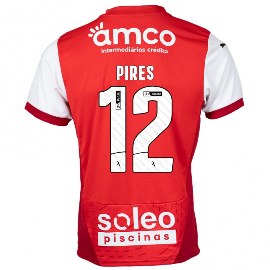 キッズフットボールHugo Pires#12赤 白ホームシャツ2024/25ジャージーユニフォーム