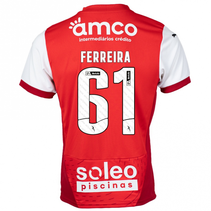 キッズフットボールTiago Ferreira#61赤 白ホームシャツ2024/25ジャージーユニフォーム