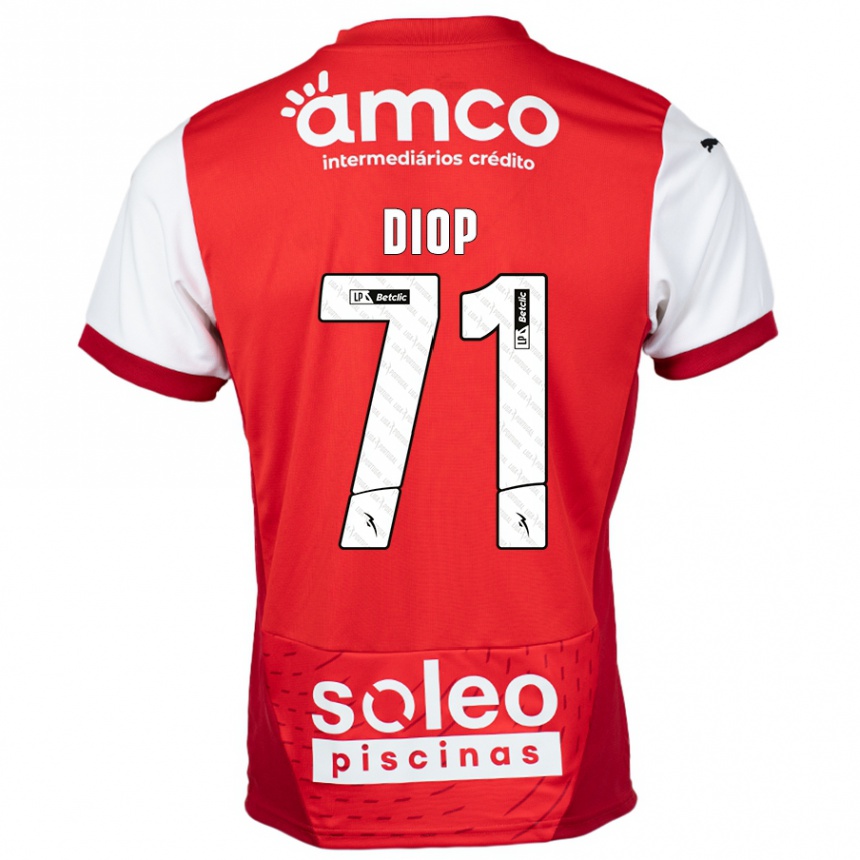 キッズフットボールMamadou Diop#71赤 白ホームシャツ2024/25ジャージーユニフォーム