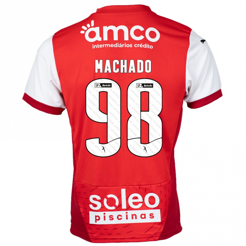 キッズフットボールGonçalo Machado#98赤 白ホームシャツ2024/25ジャージーユニフォーム