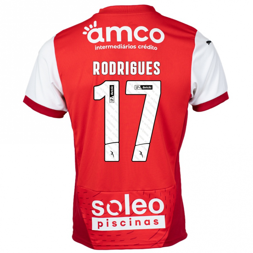 キッズフットボールTânia Rodrigues#17赤 白ホームシャツ2024/25ジャージーユニフォーム