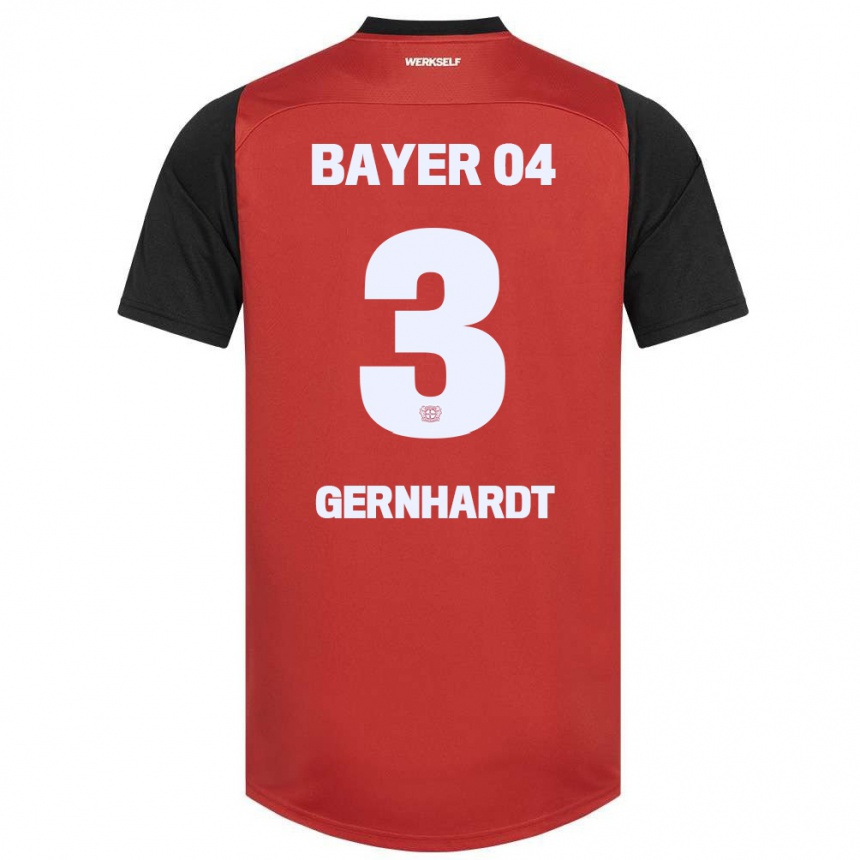 キッズフットボールNils Gernhardt#3赤黒ホームシャツ2024/25ジャージーユニフォーム