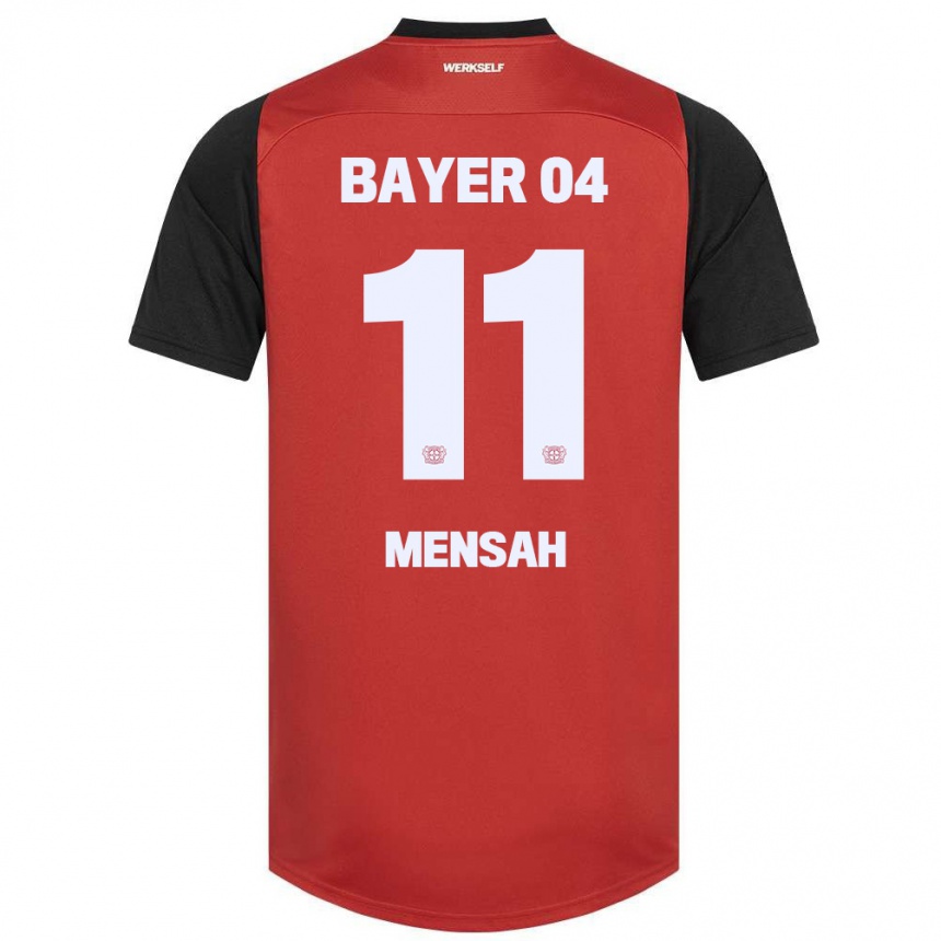 キッズフットボールJeremiah Mensah#11赤黒ホームシャツ2024/25ジャージーユニフォーム