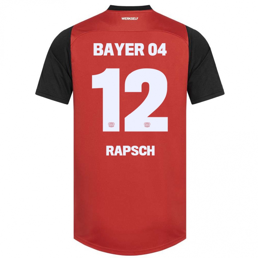 キッズフットボールSimeon Rapsch#12赤黒ホームシャツ2024/25ジャージーユニフォーム